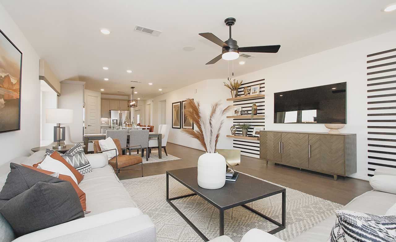 Elegant open-plan living space with chic finishes and contemporary design in Cypress Green.