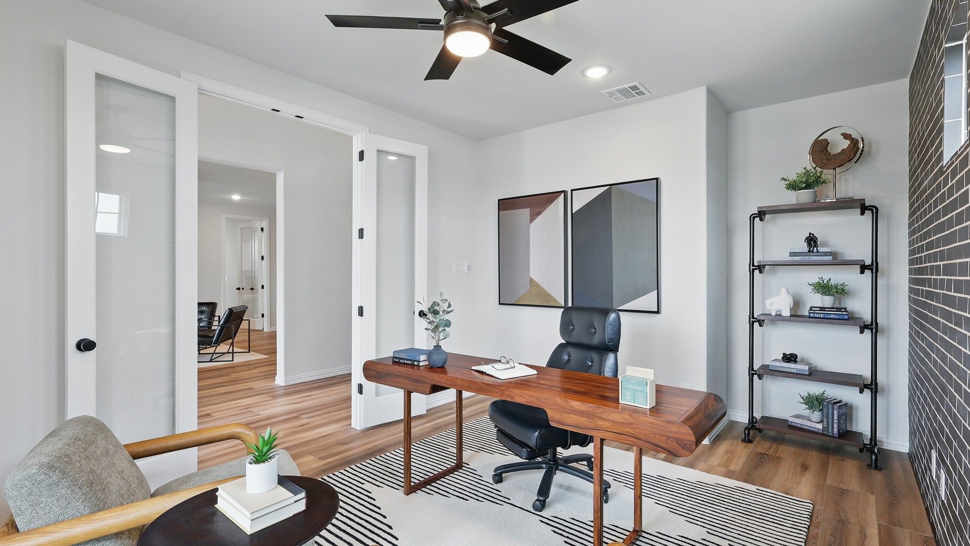 Featuring sleek glass doors, rich wood textures, and a minimalist aesthetic in Westridge.