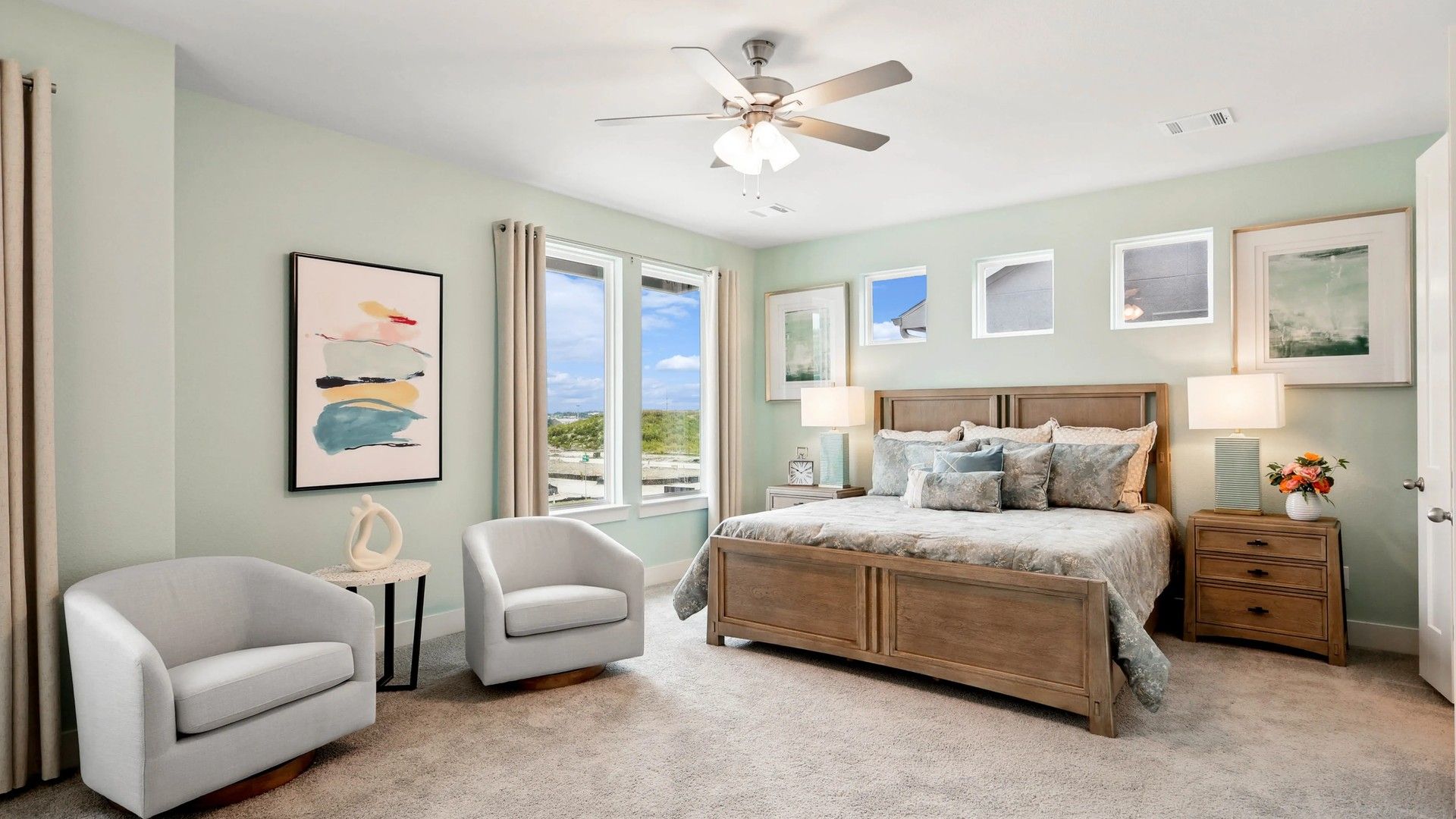 Experience refined elegance with large windows, plush carpeting, and modern art. Collin Creek sophistication.