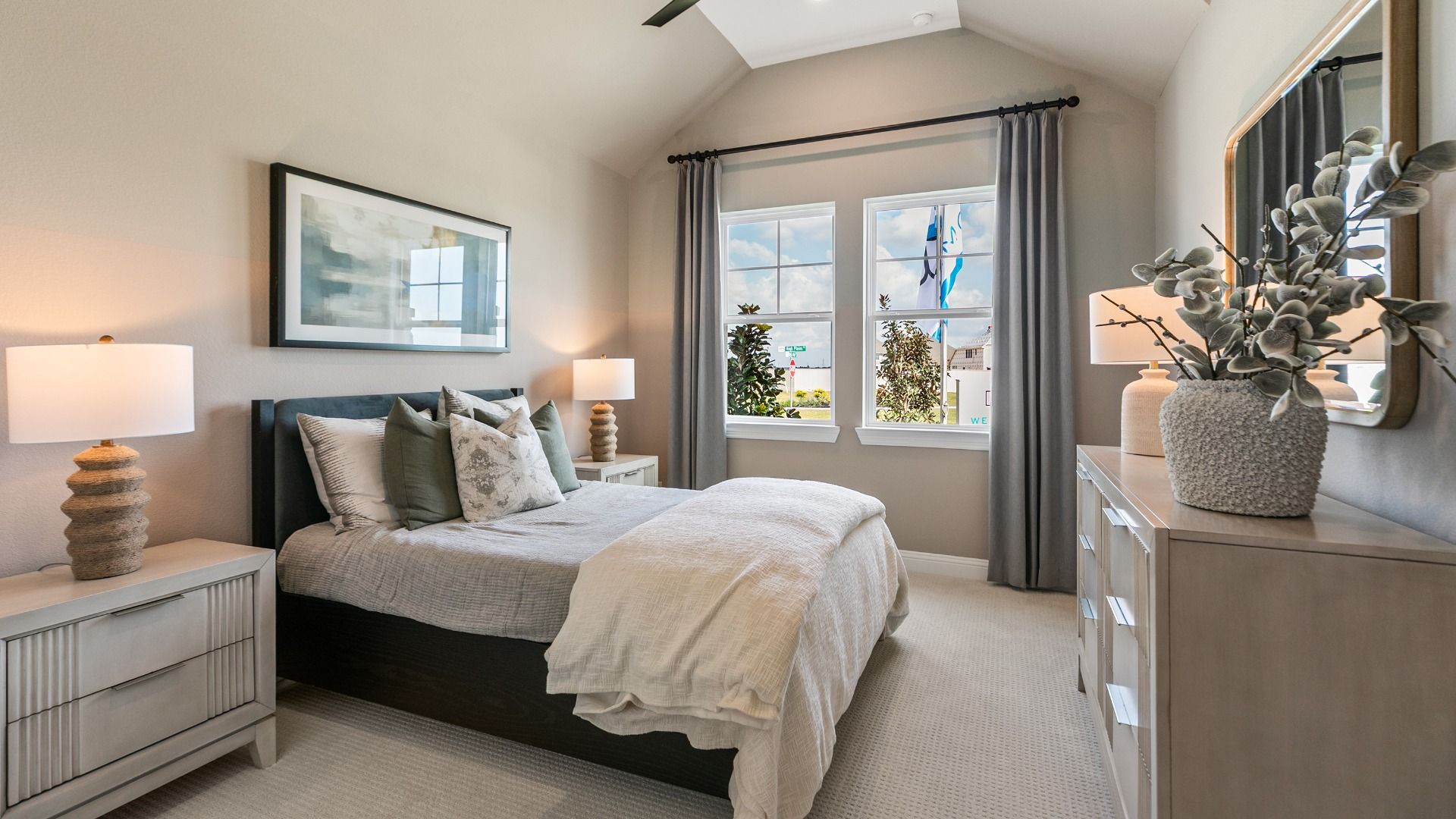 A peaceful bedroom retreat featuring a calming neutral palette designed for rest and relaxation in Westland Ranch.