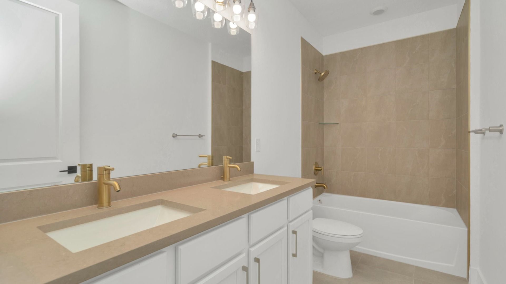 The Third Bathroom of a DRB Homes Grand Hawk which is offered as a home plan at Serengeti in Spring Hill, FL.