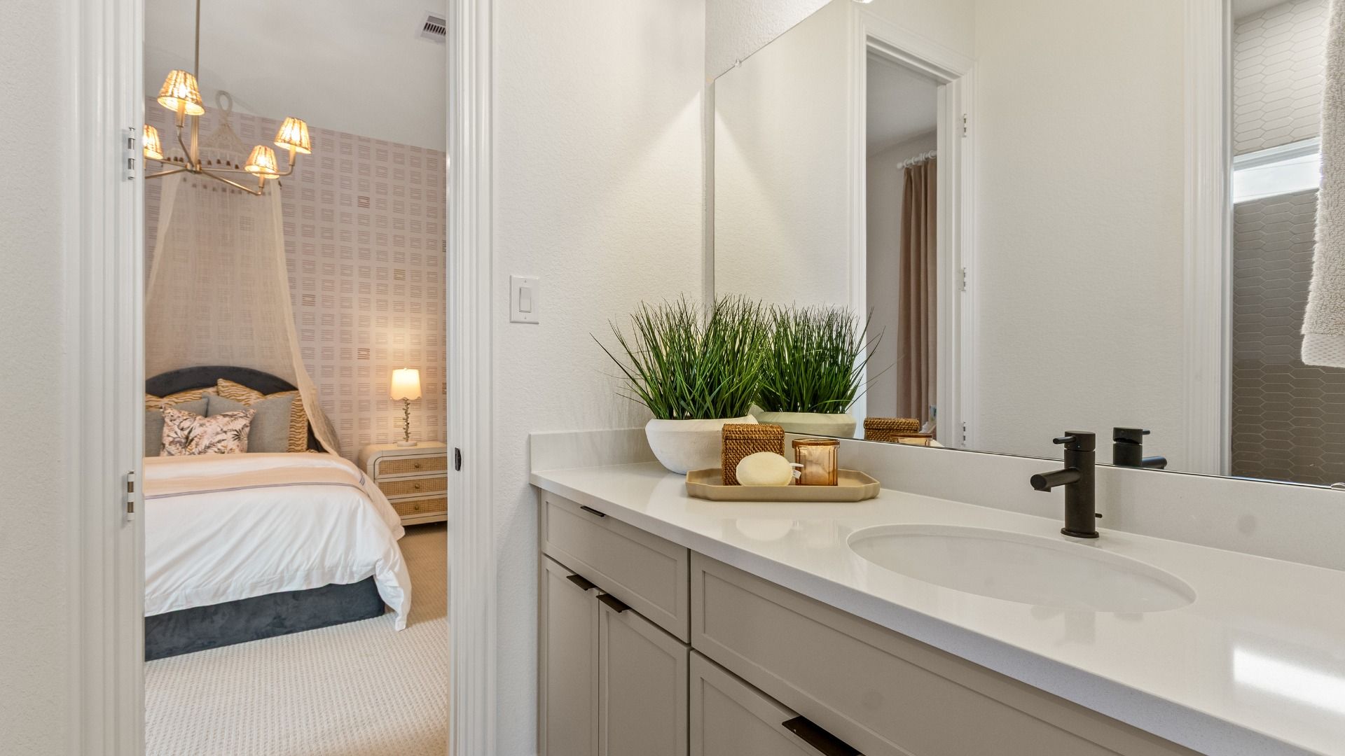 Functional shared bathroom space featuring a clean, timeless design.
