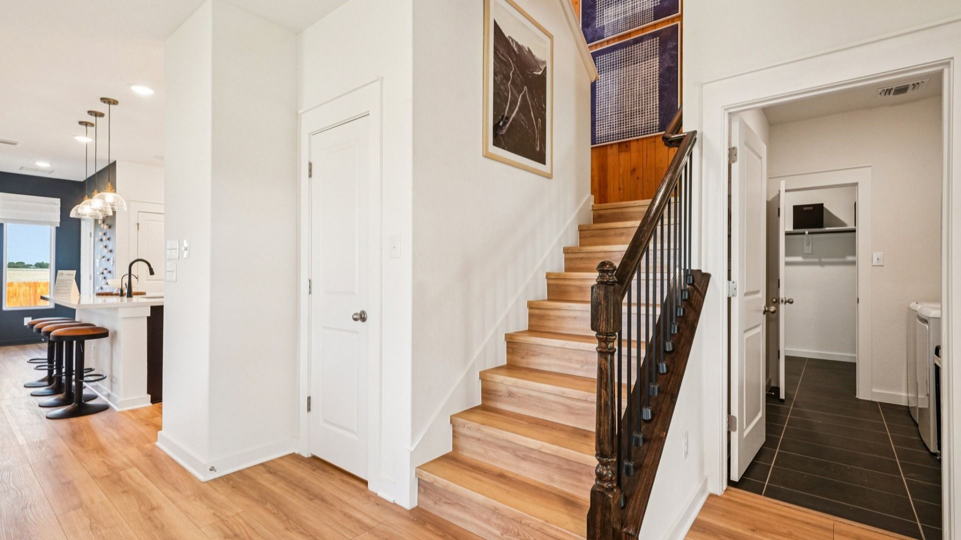 Staircase Located near Laundry Room