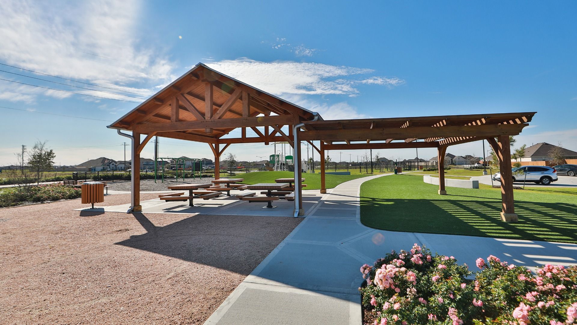 Open Air Covered Pavilion perfect for staying out of the sun or gathering with neighbors