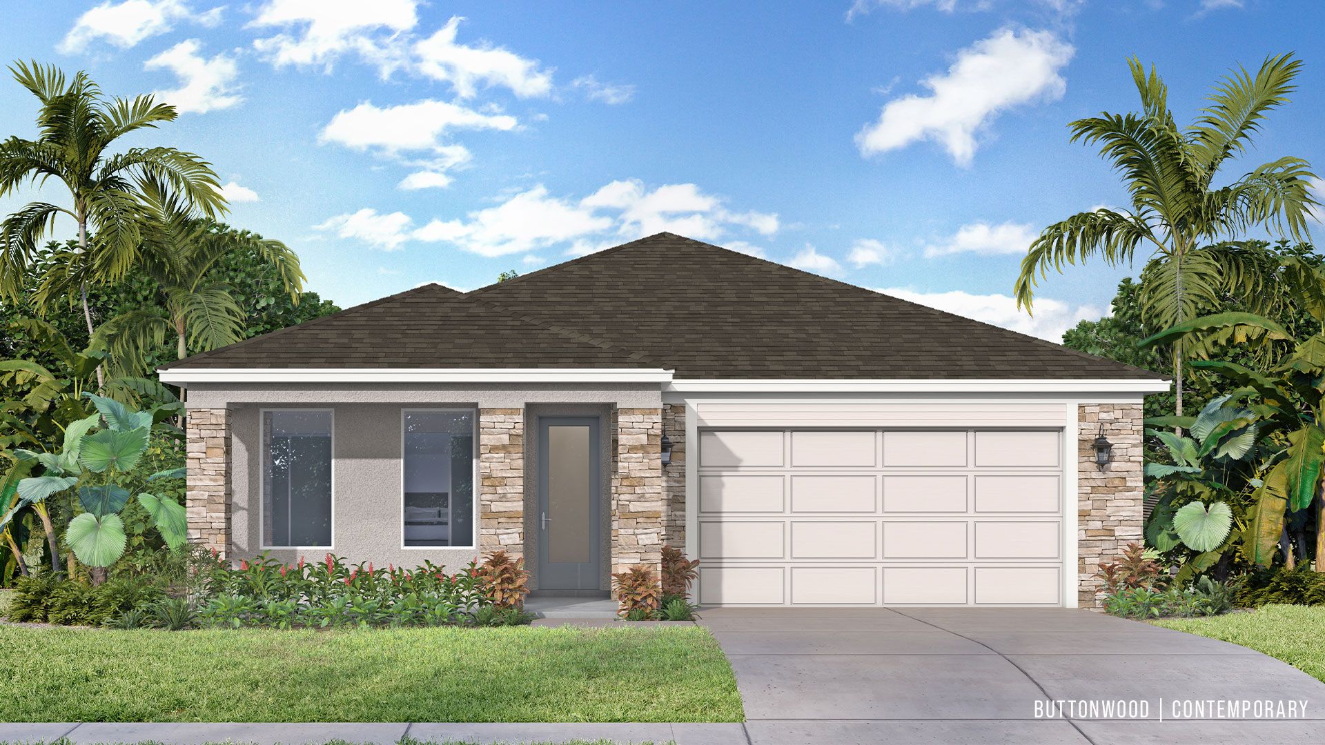 Buttonwood floorplan in the contemporary elevation by DRB Homes at Lakeside at Satilla in Saint Cloud, FL
