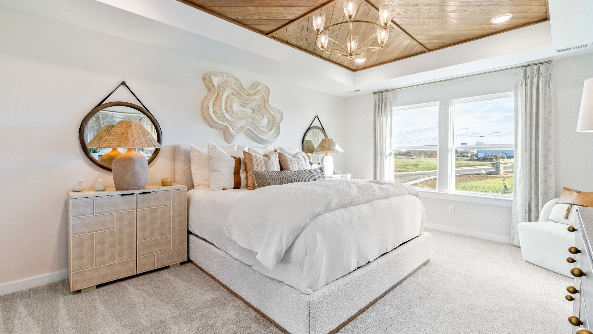 Large Primary Bedroom with tray ceiling
