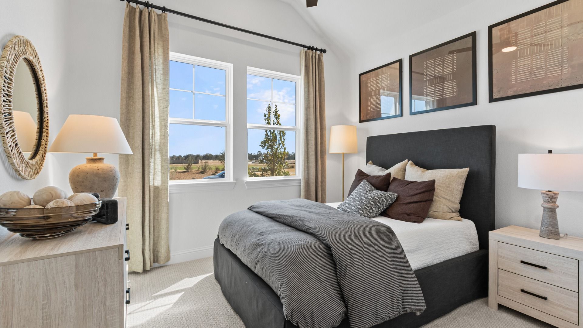 A comfortable secondary bedroom designed for rest, relaxation, or flexible living needs.