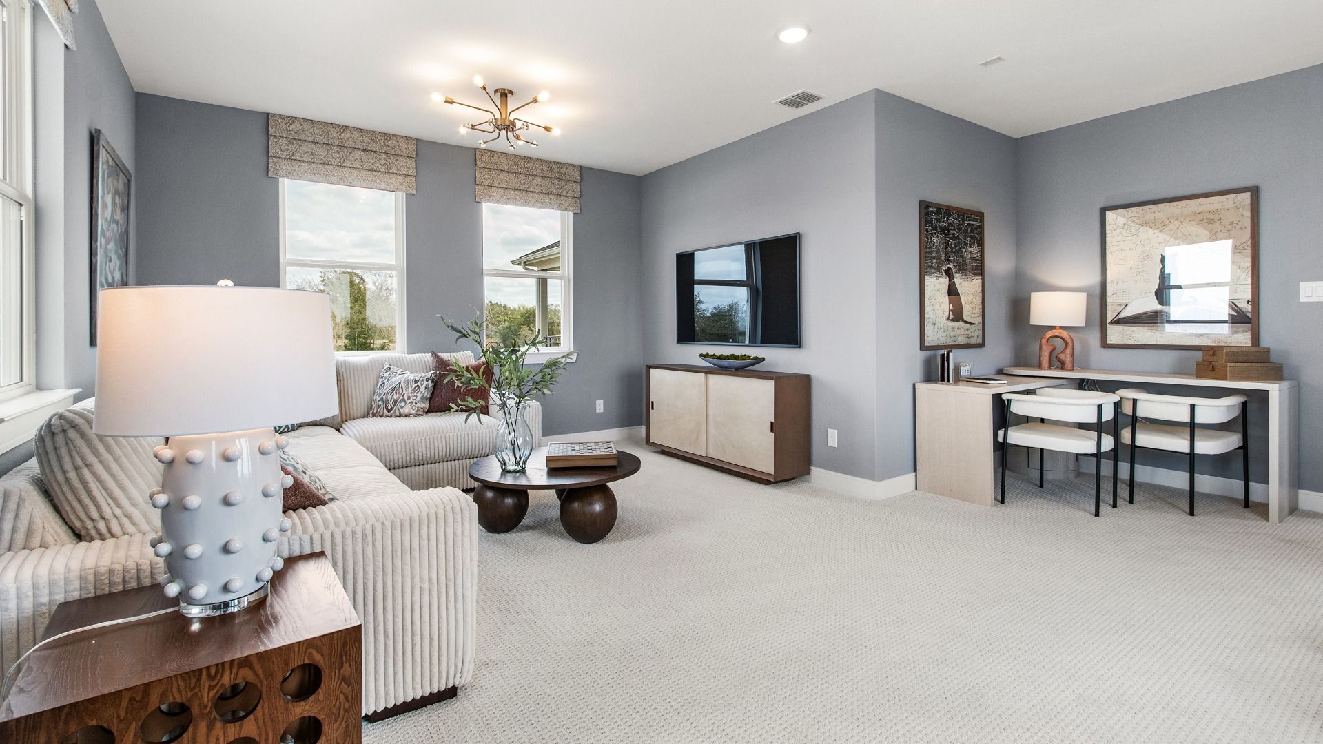 Spacious game room in this Bridgeland Central home with adaptable multi-use design.