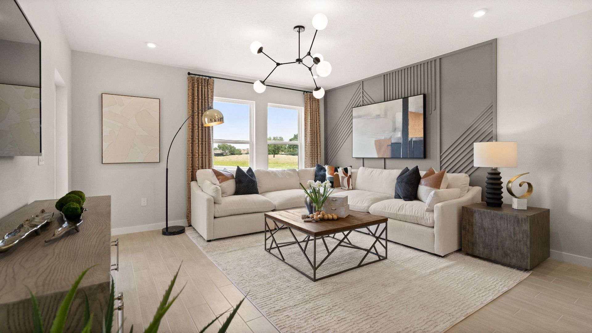 Jupiter Model Home Floor Plan Living Area by DRB Homes, Available in Hamilton Bluff, Haines City, FL.