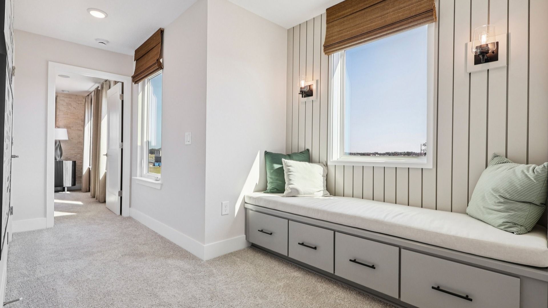 Lakeside at Satilla Model Home Second Floor Window Bench Nook in the Mangrove Floor Plan by DRB Homes