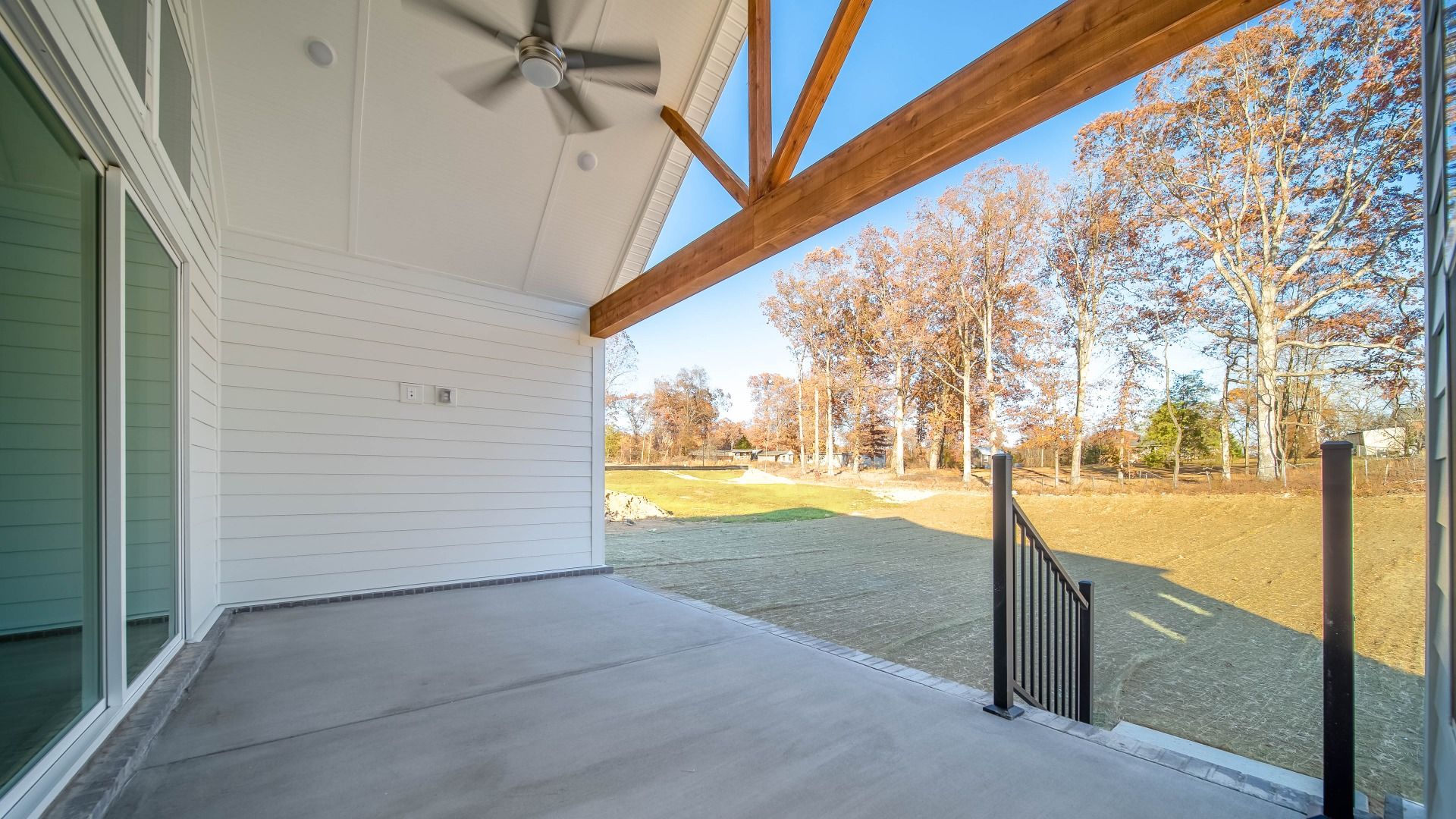 Covered Back Patio with wood gable accent