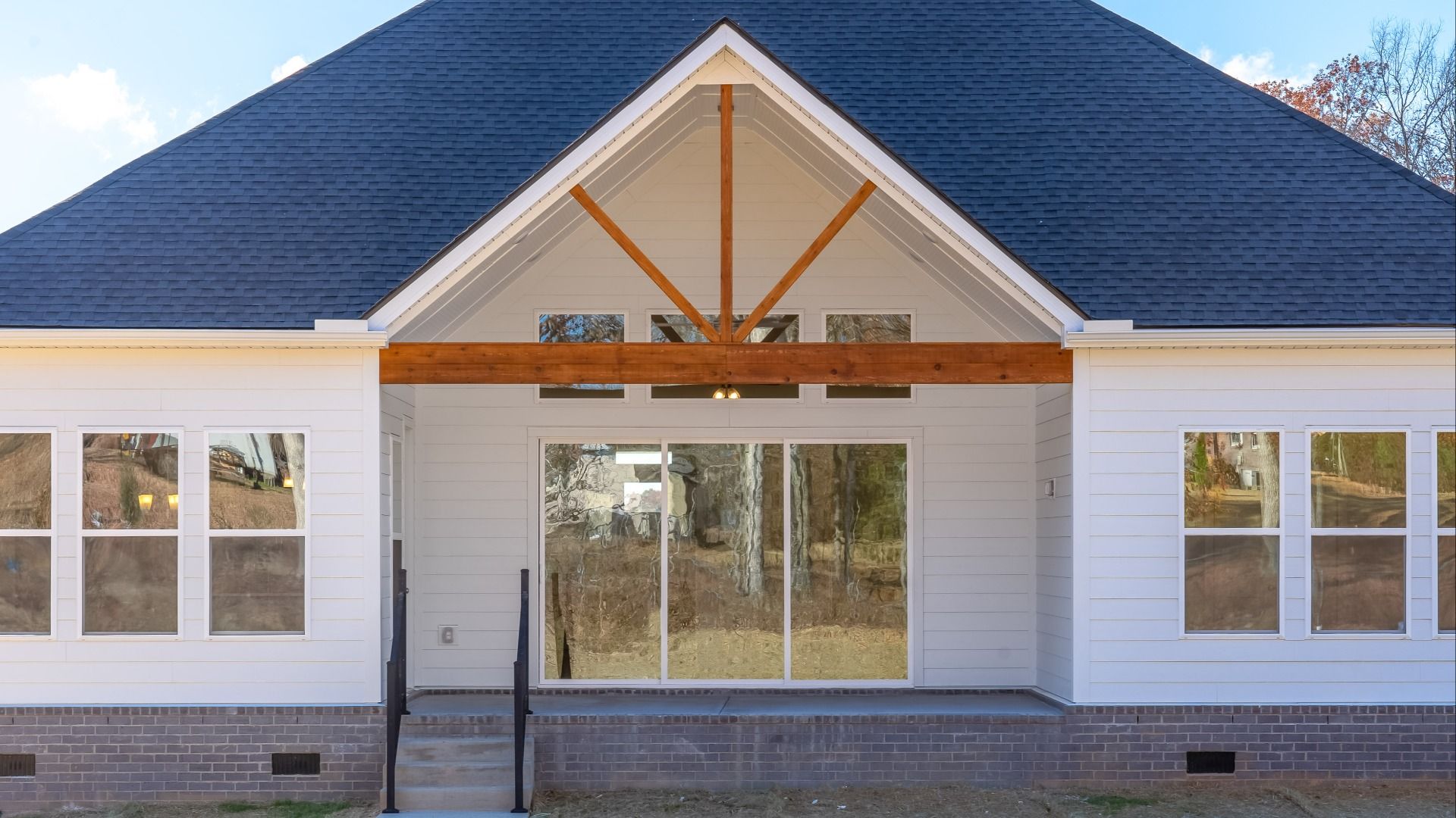Covered Back Patio with wood gable accent