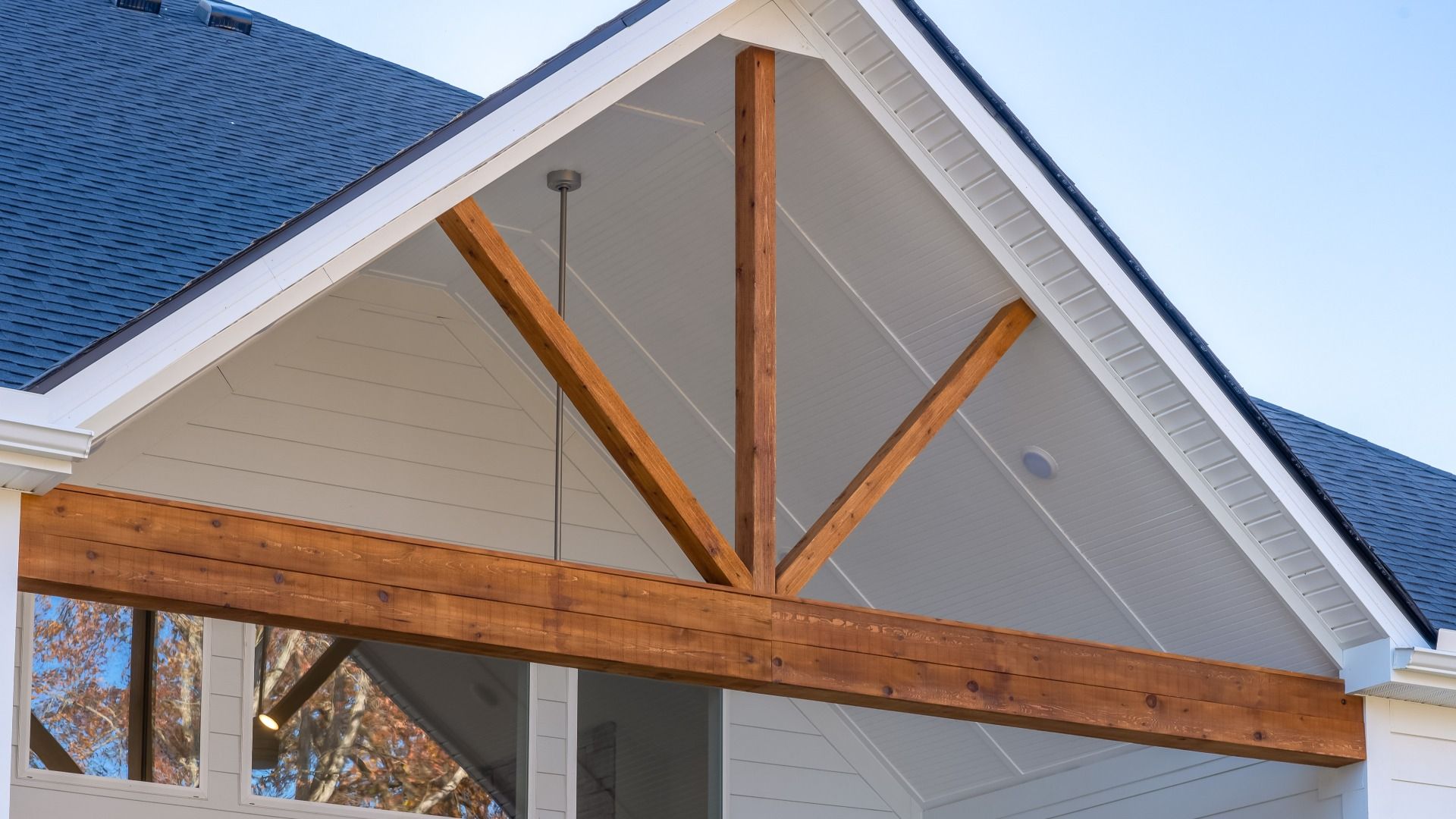 Covered Back Patio with wood gable accent