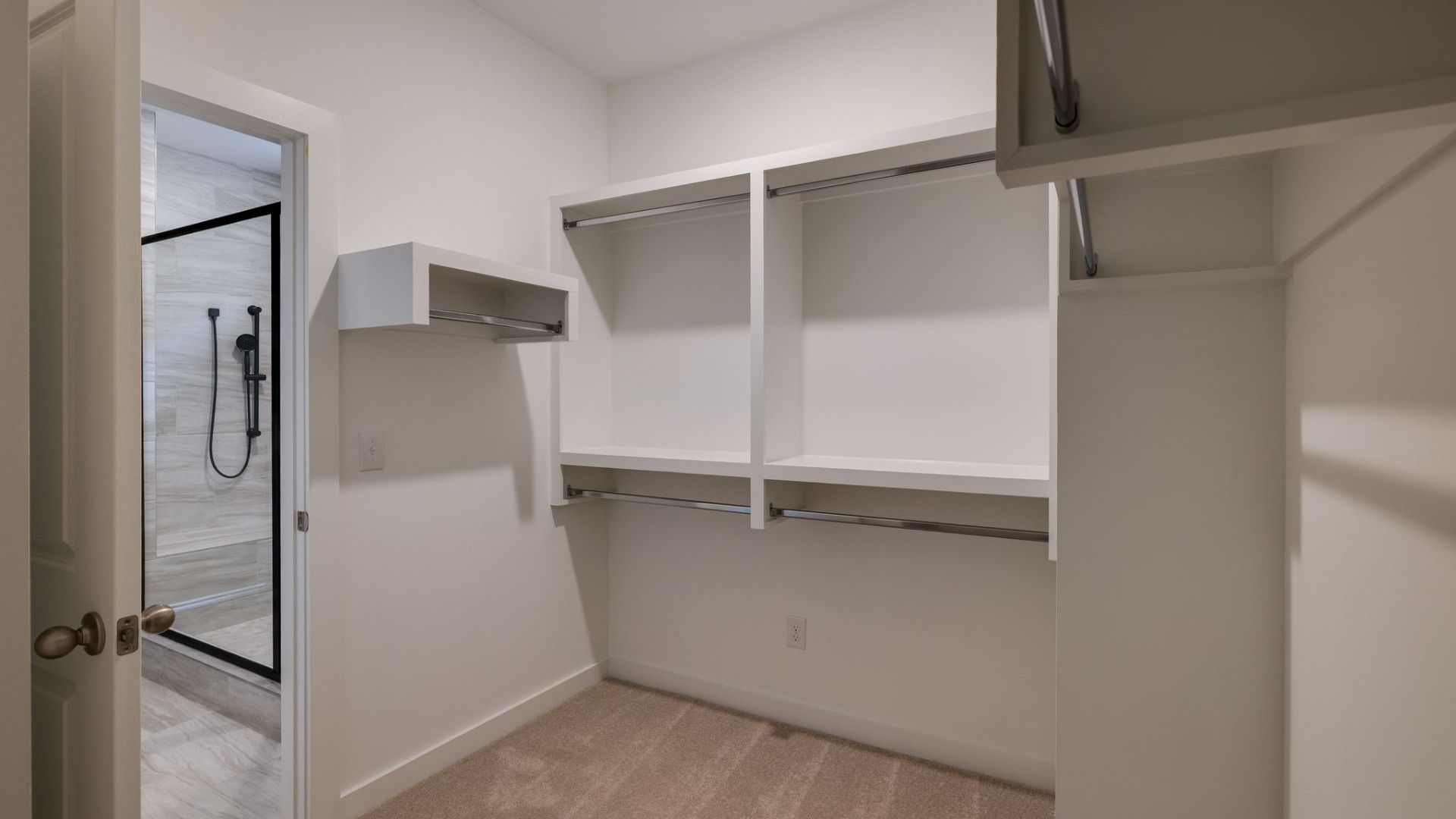 Walk-in closet with built in shelving