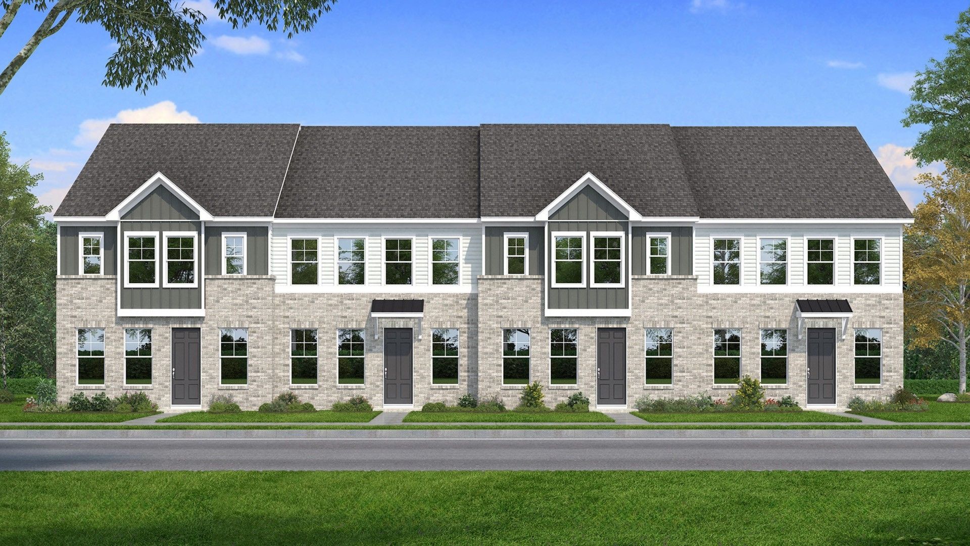 Rendering of two-tone townhome building