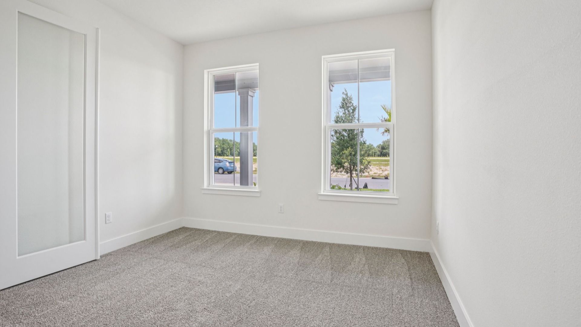 Plumeria Floor Plan featuring front flex room shown as an office by DRB Homes in Trailside located in Mount Dora, FL