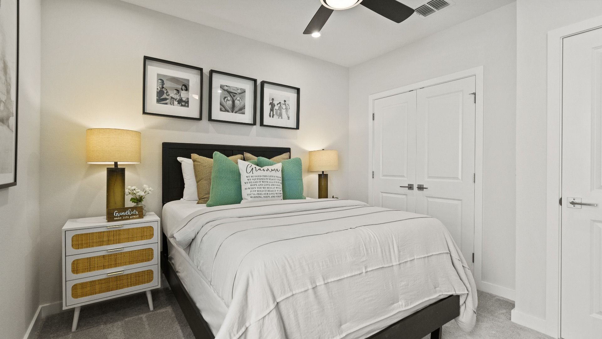 Atlantic Plan Single Story Home by DRB Homes, Third Bedroom Staged as a guest room in Haines City FL.