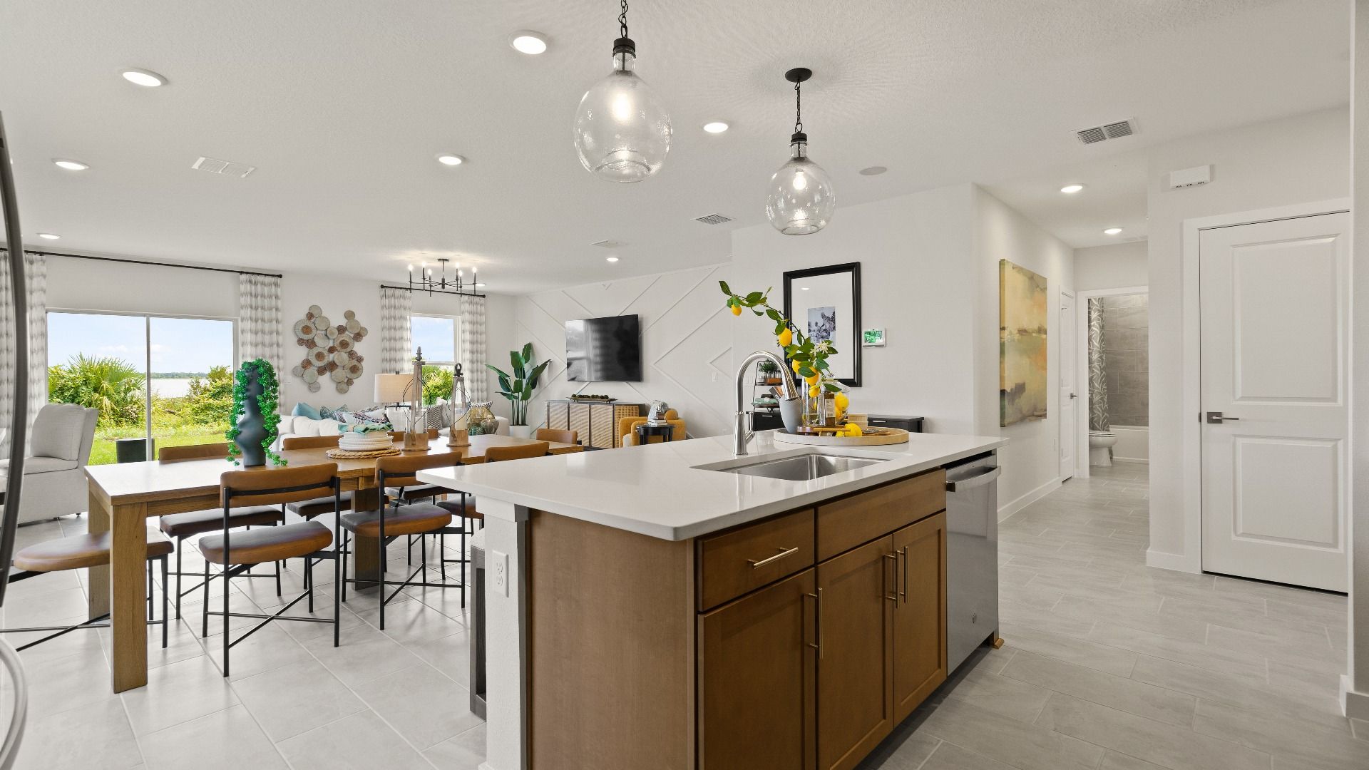 Castaway Kitchen and Dining Area, new home plan available at Liberty Trace in Haines City, fl