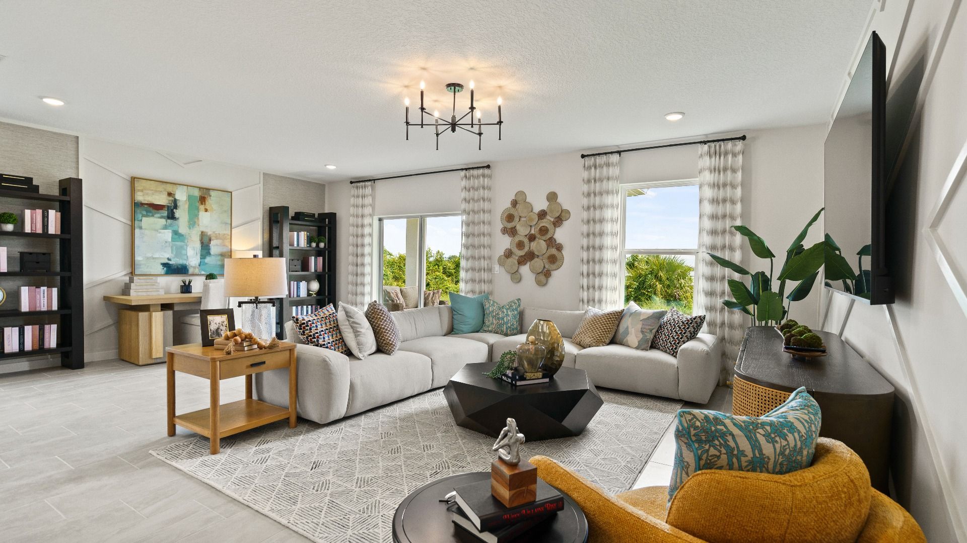 Castaway Model Home Living Area, new home plan available at Liberty Trace in Haines City, fl
