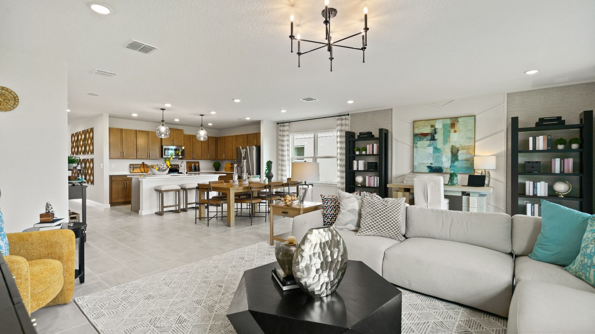 Castaway Model Home Living Area, new home plan available at Liberty Trace in Haines City, fl