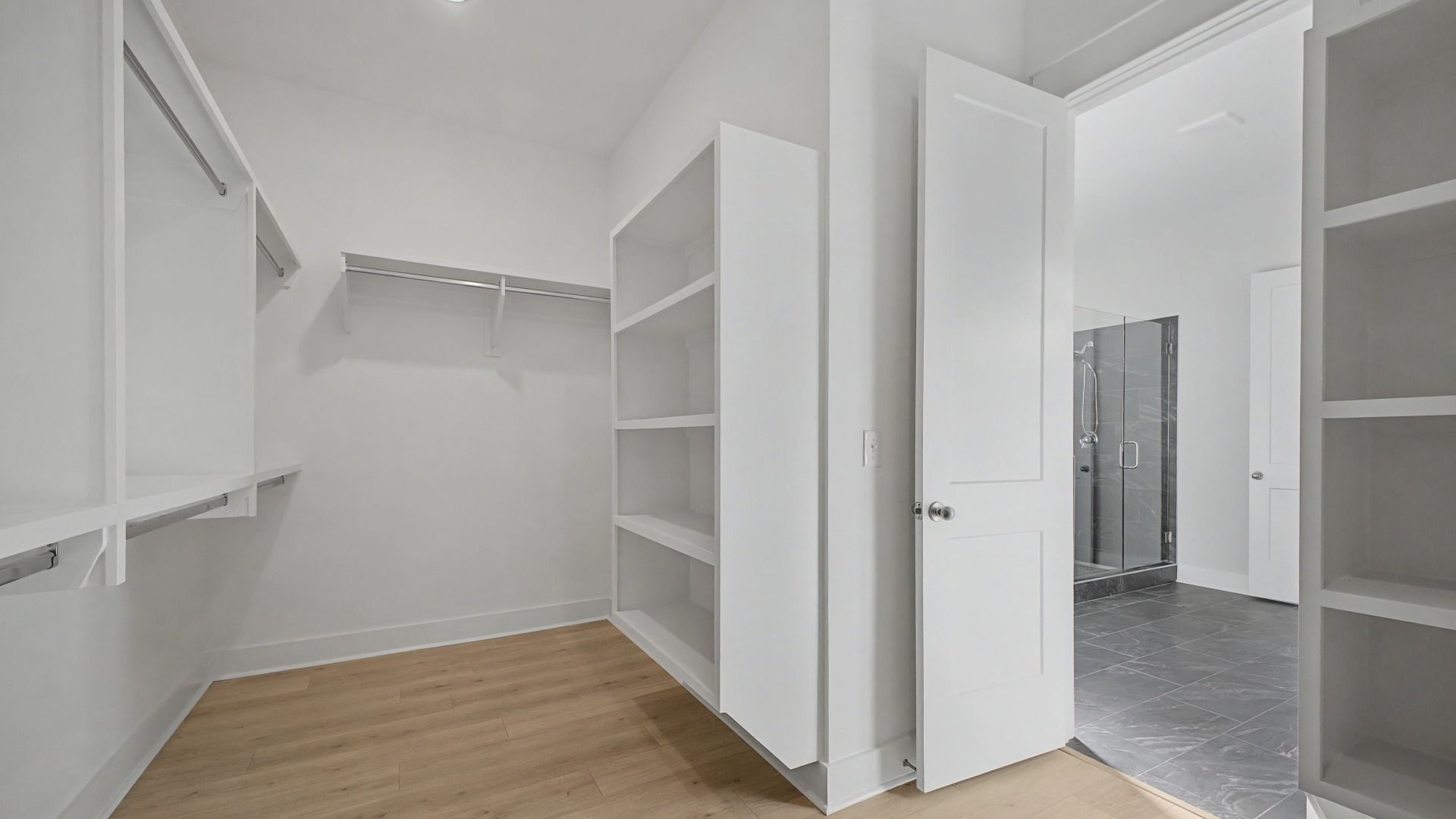 Walk-in closet with built-in shelving