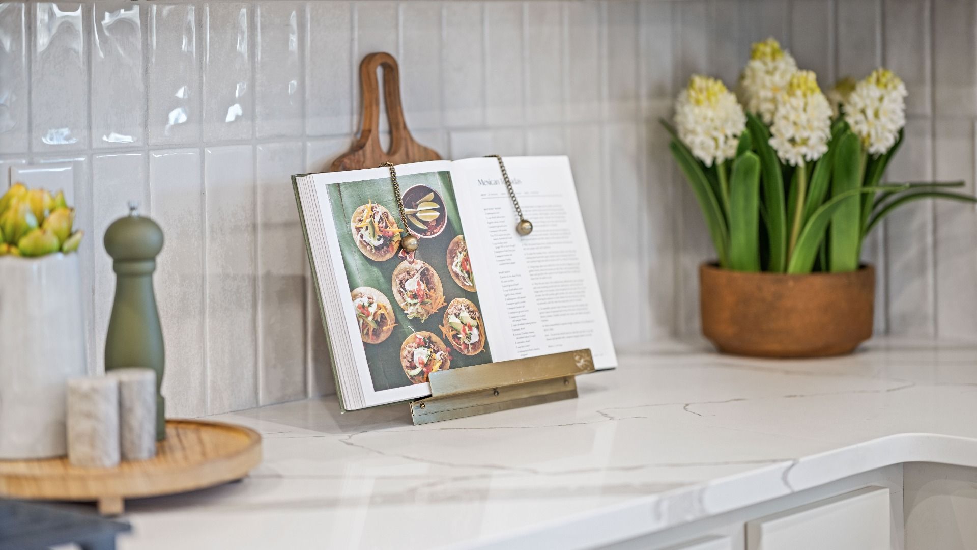 White Quartz countertops and ceramic tile backsplash options