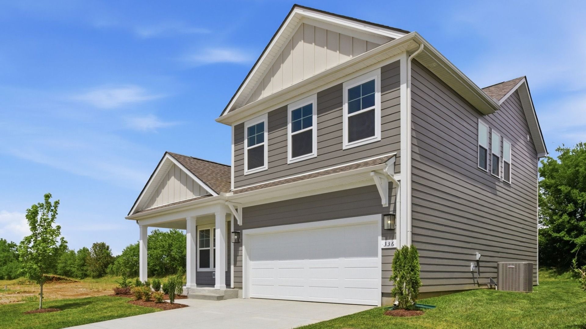 Home exterior with two-car garage