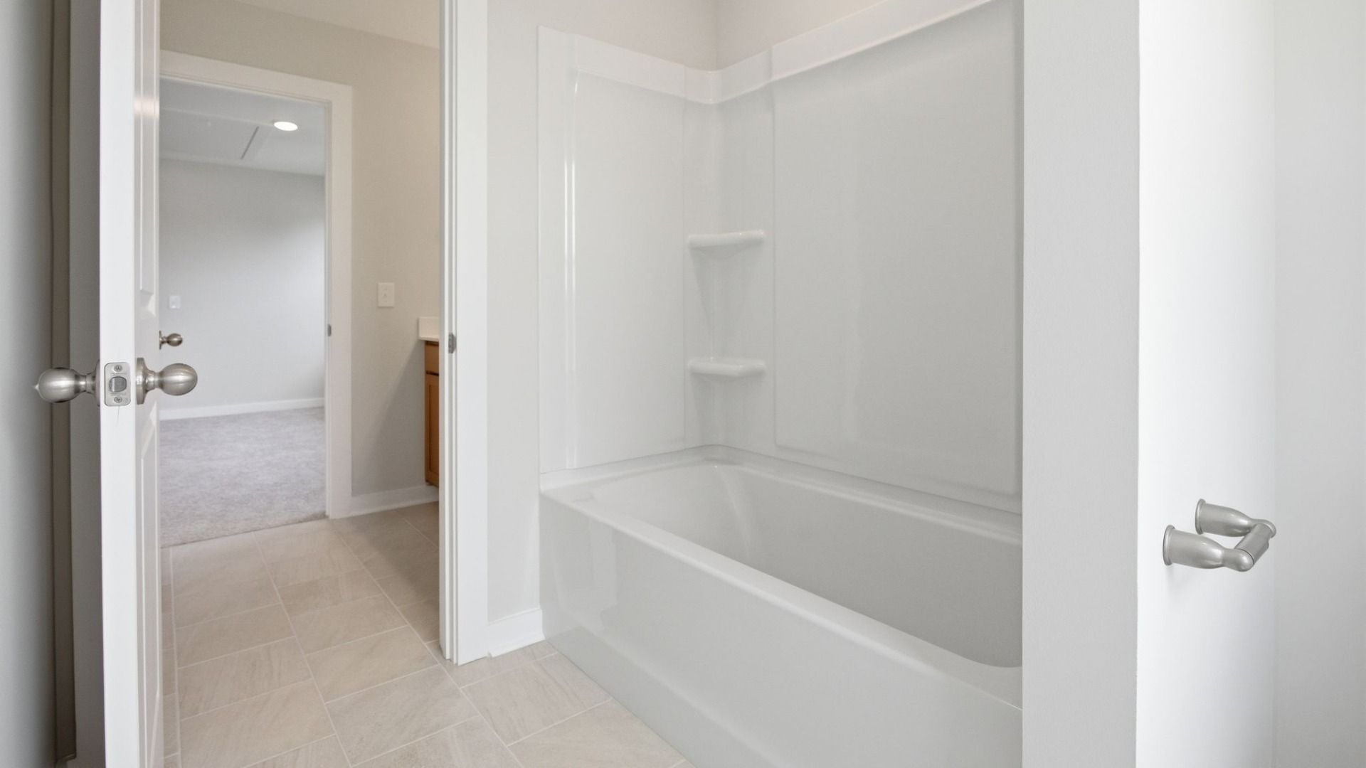 Bathroom with separate area for shower and toilet