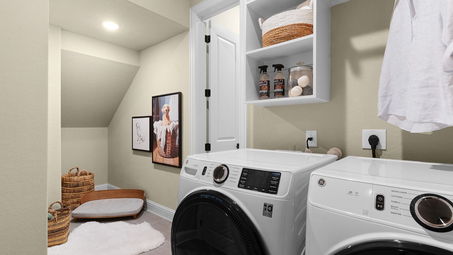 Another standout feature of the functional laundry room is additional storage space.