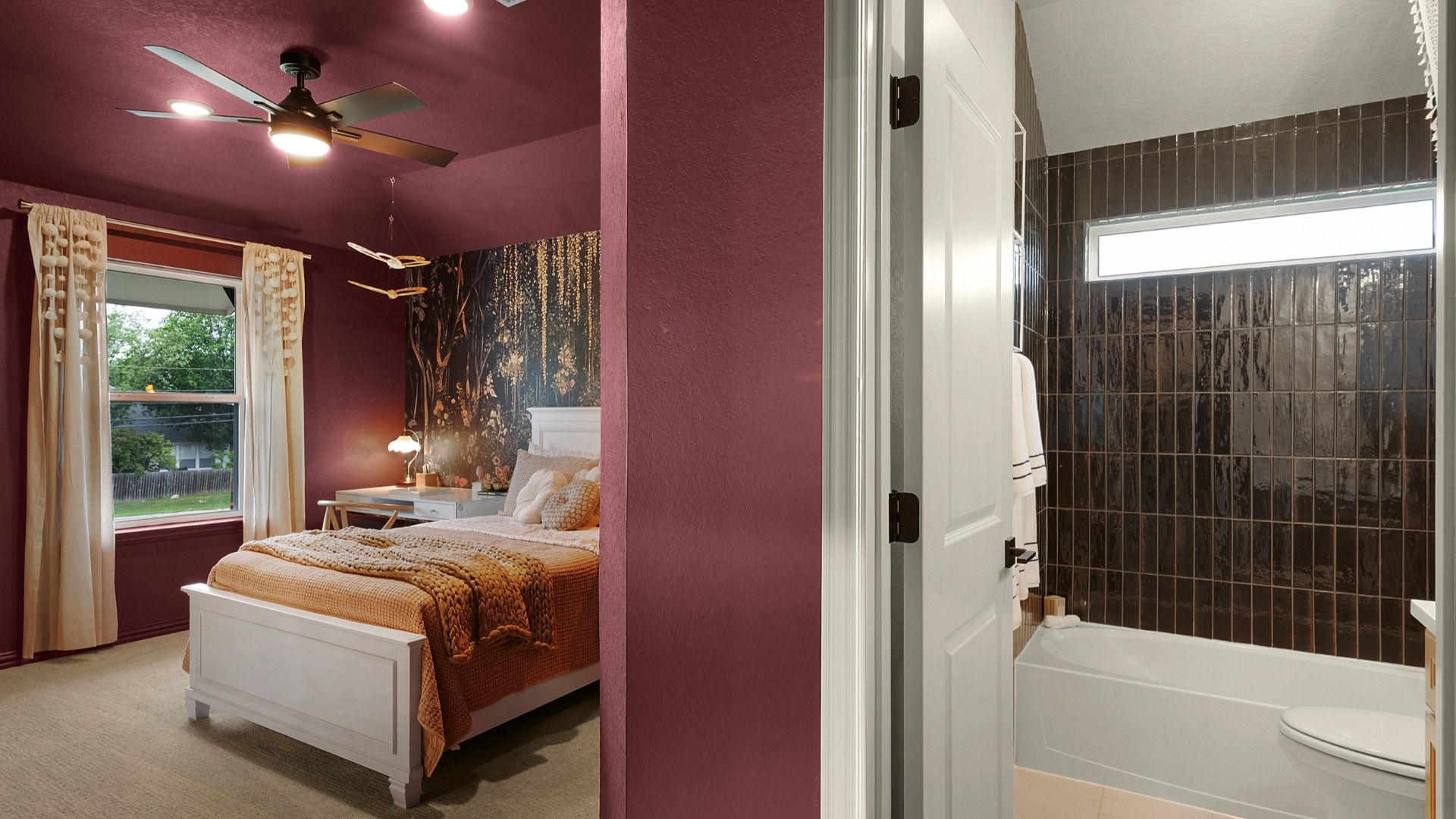 Stunning secondary bedroom with convenient access to secondary bathroom.