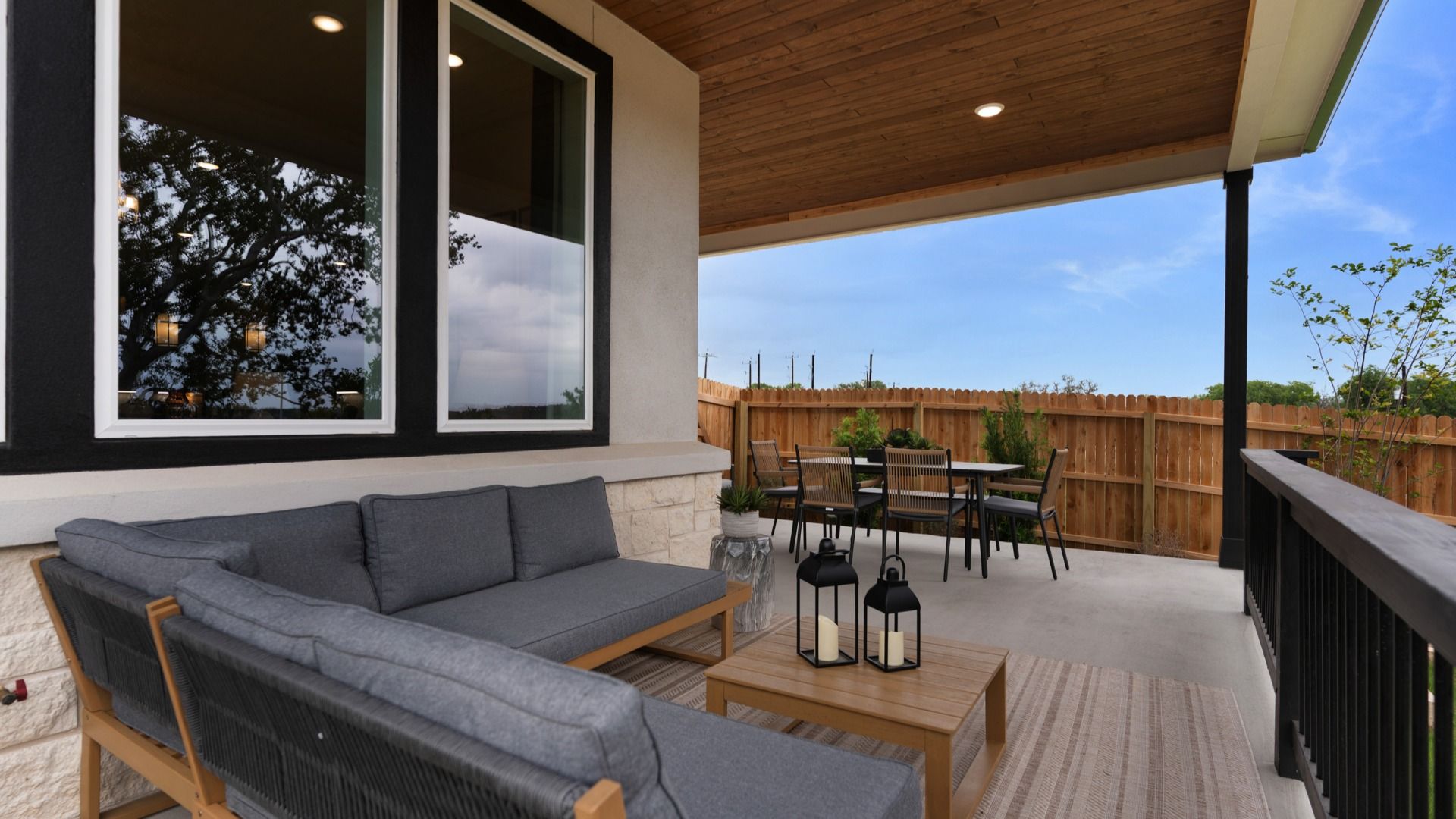 L-Shaped large covered patio