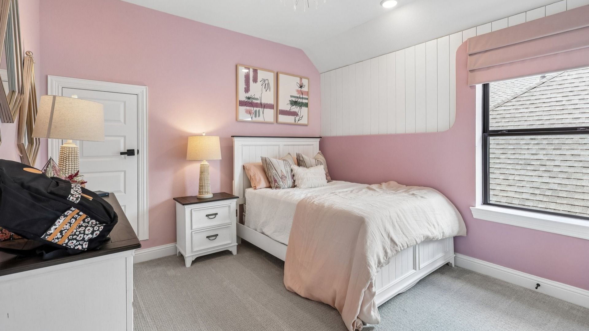 Revel in Brookewater luxury; a bedroom with pastel tones, elegant lighting, and sophisticated design elements.