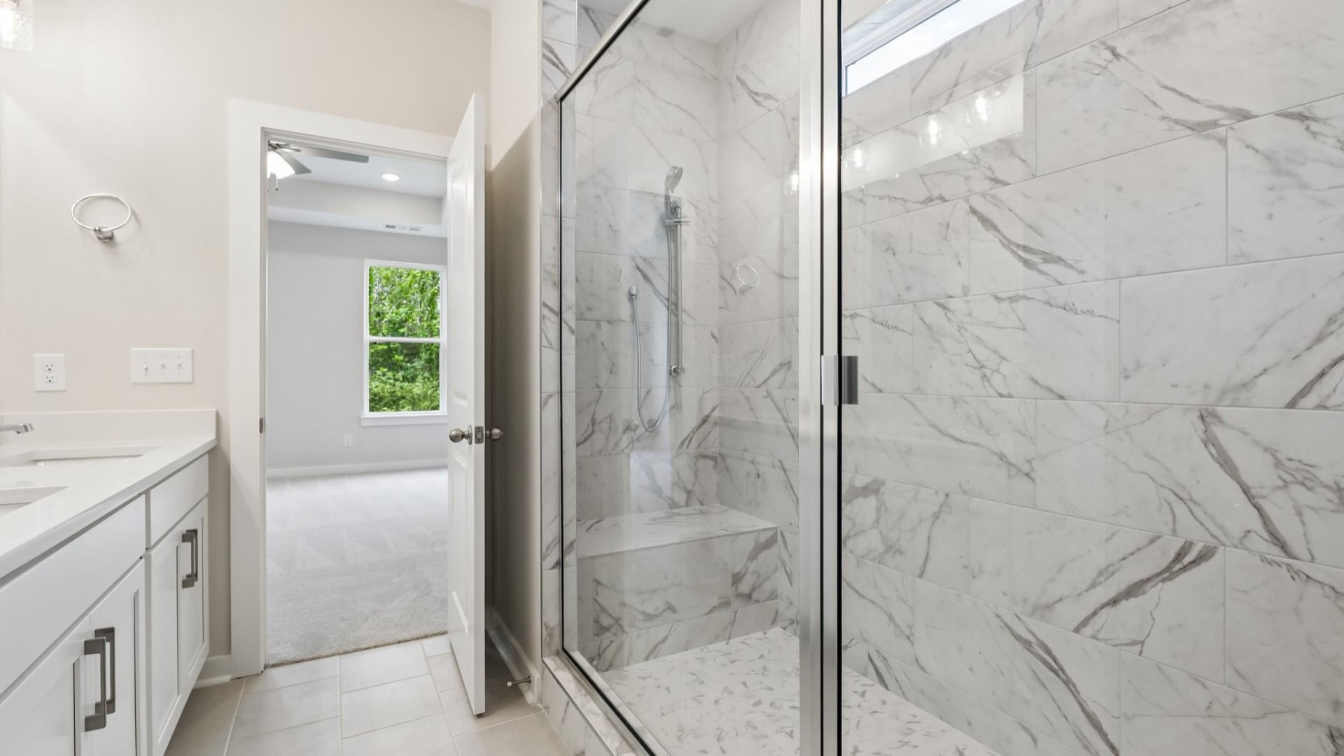 Primary Bathroom with glass shower