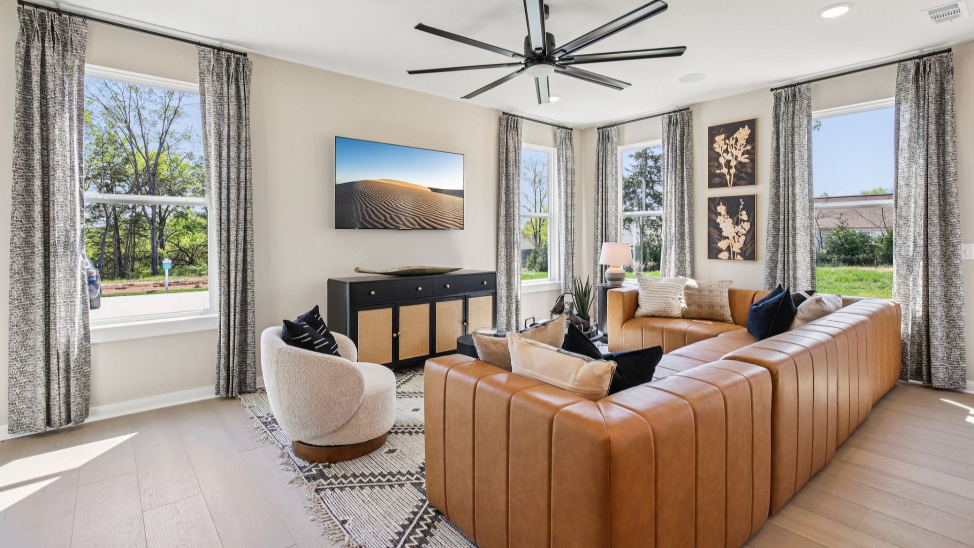Gathering room with natural lighting from windows