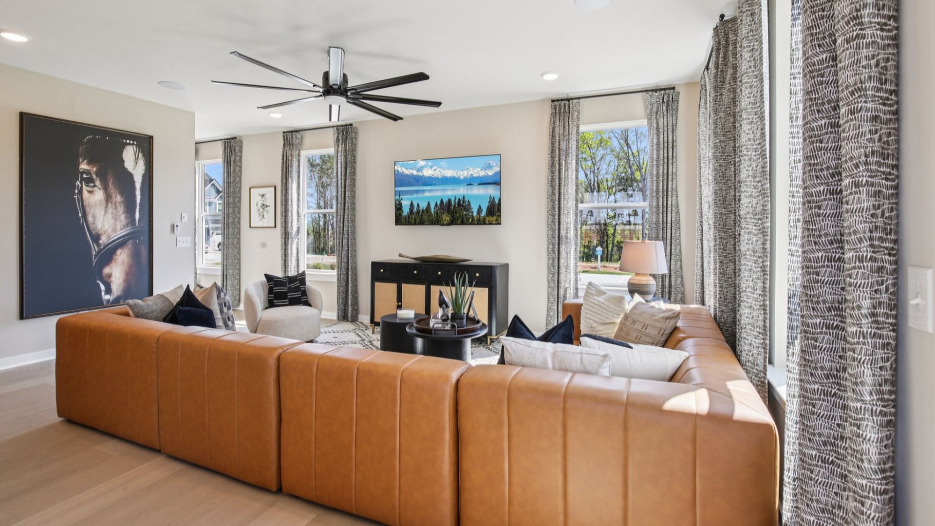 Gathering room with natural lighting from windows