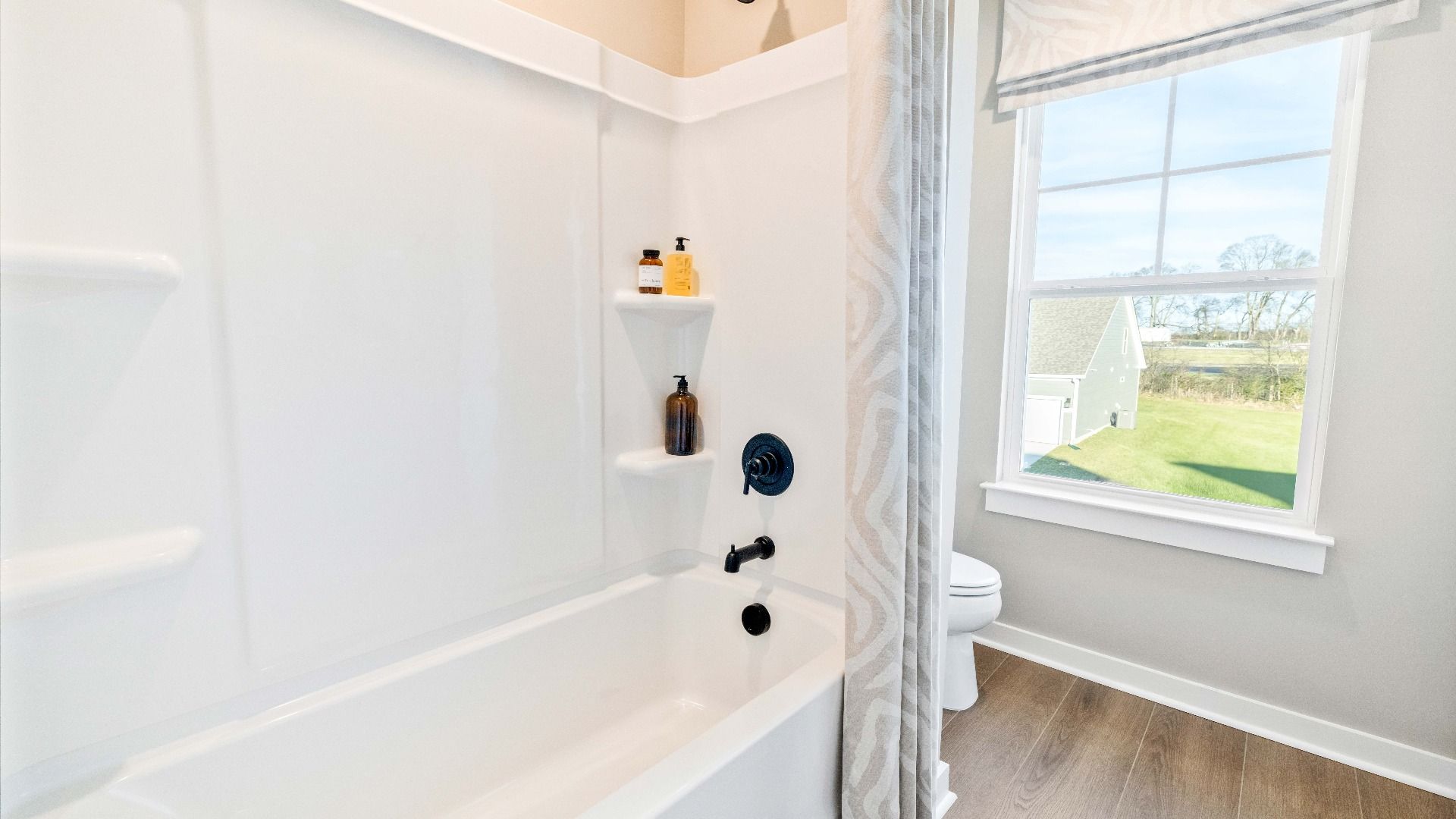 Separate shower space and window