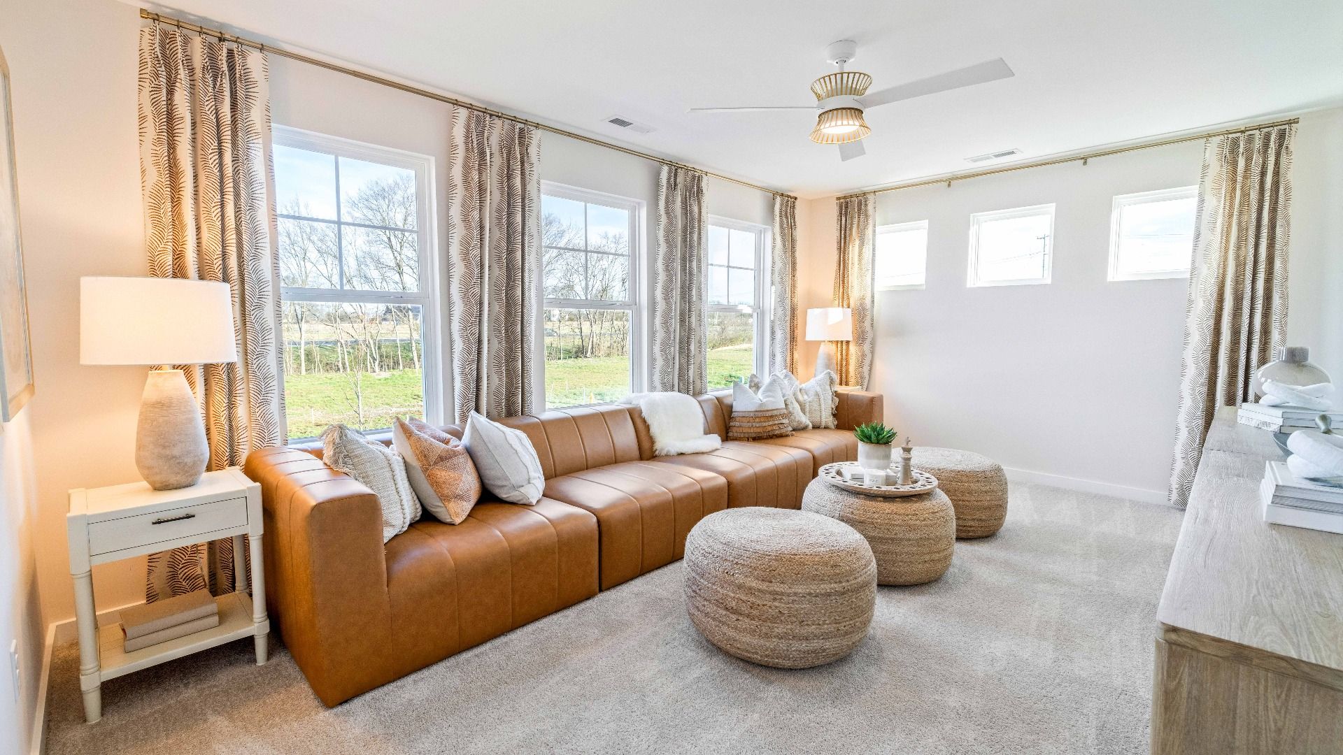 Bonus room with carpet and windows