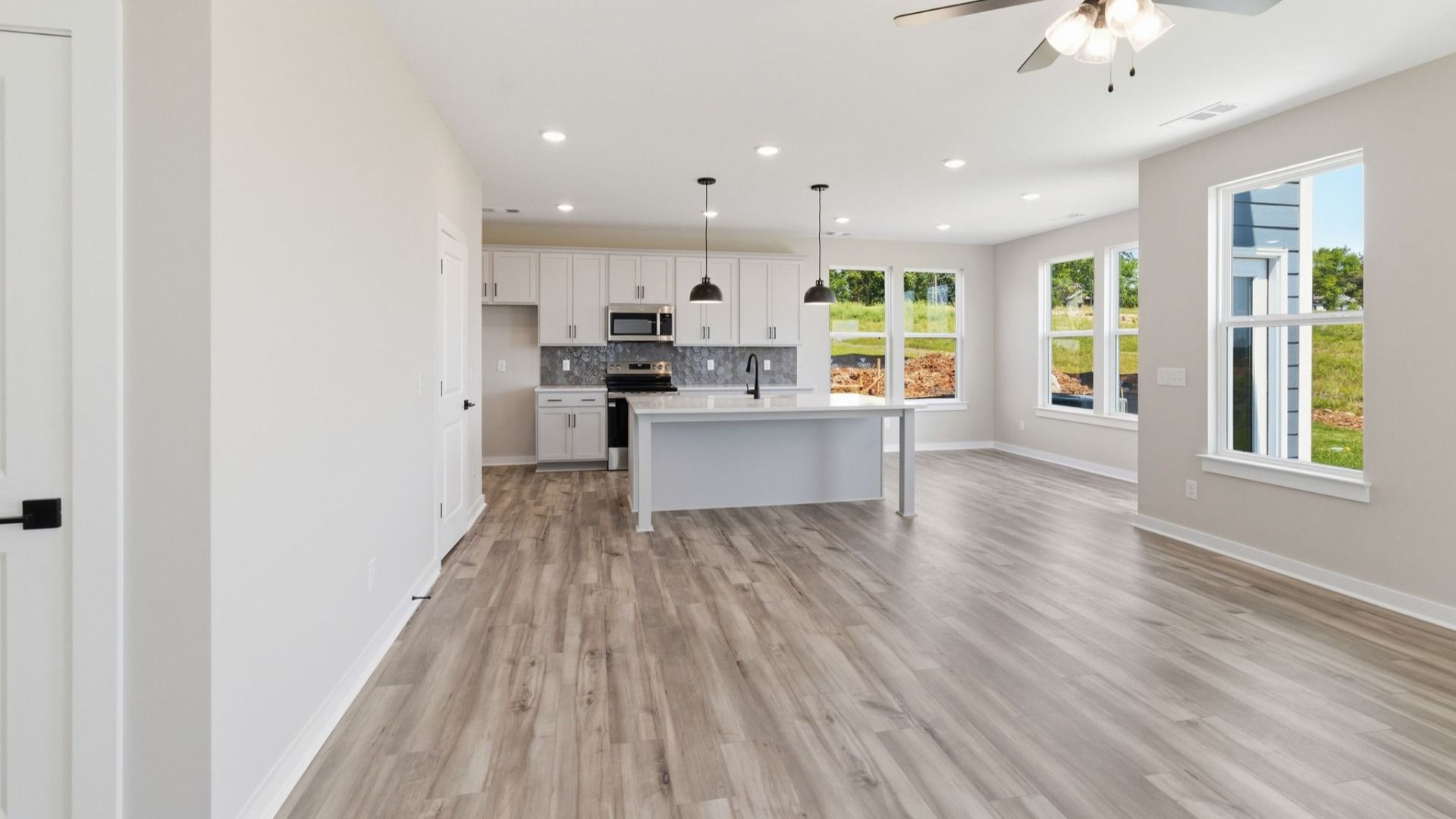 View of gathering room and kitchen