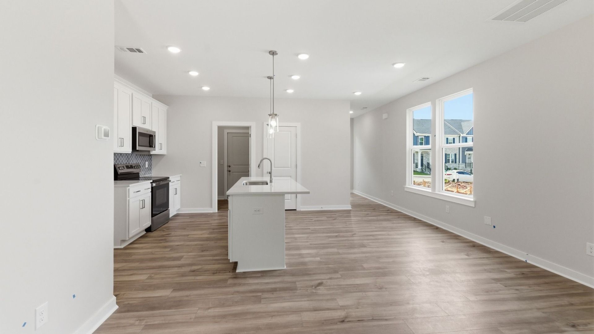 View of kitchen and gathering room