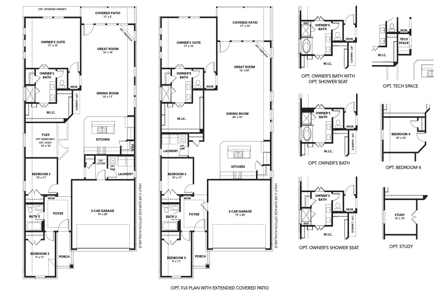 The Fiji floor plan offers the perfect blend of modern design & everyday functionality, in a single story open layout.