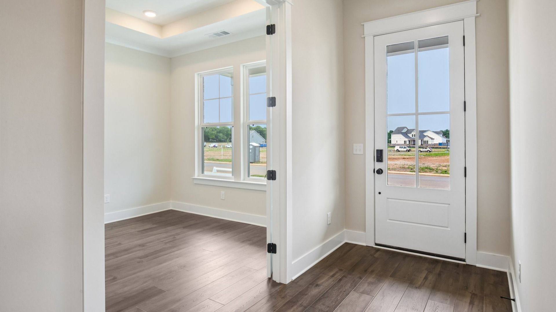 Interior front entry with access to study room