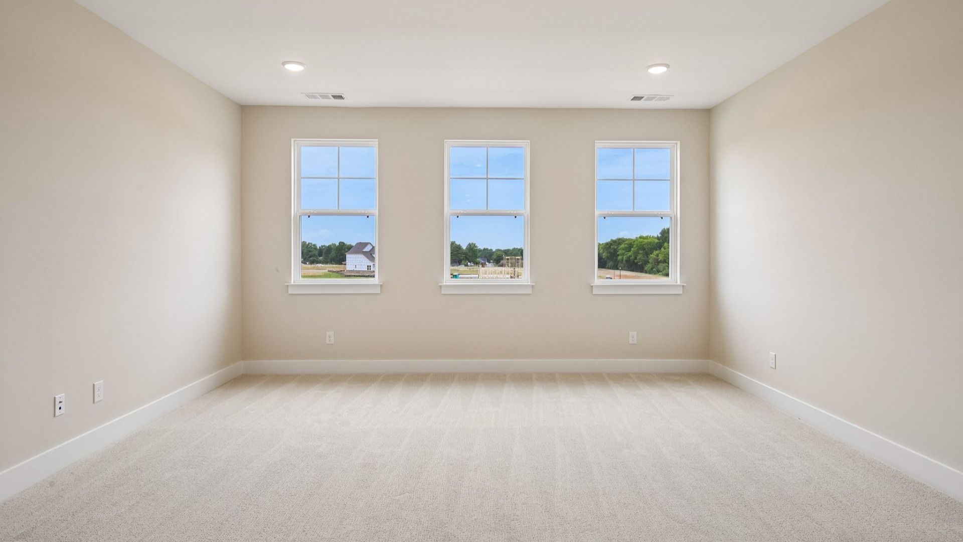 Loft area with carpet and windows