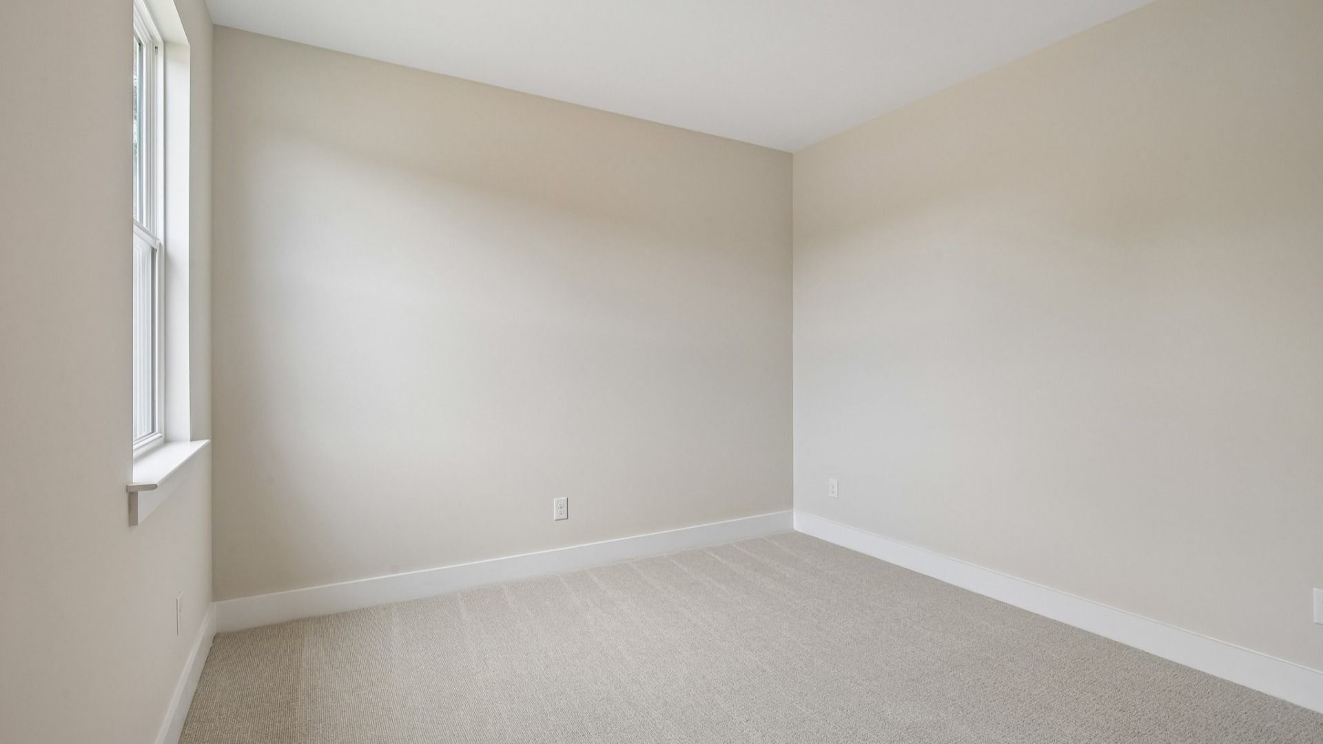 Bedroom with carpet and window