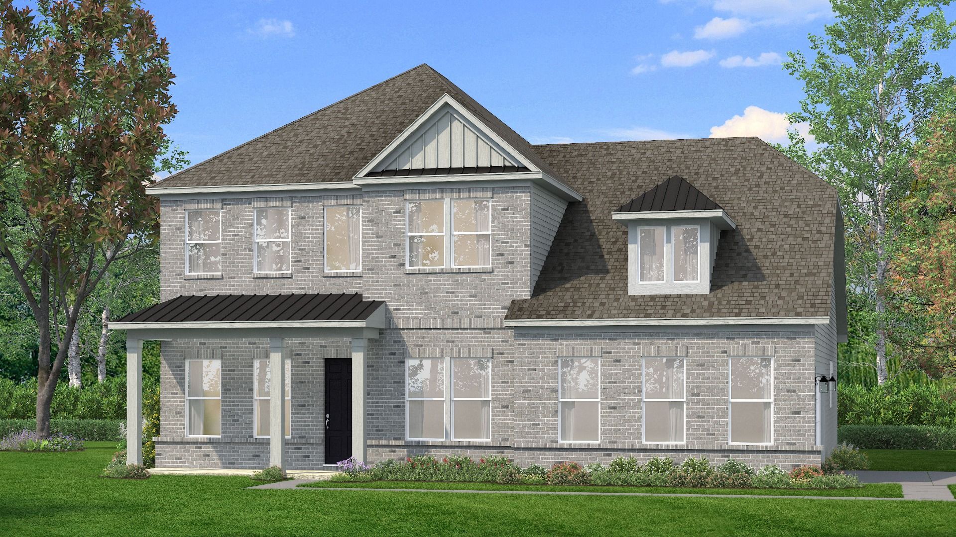 Full brick home exterior featuring a side-entry garage