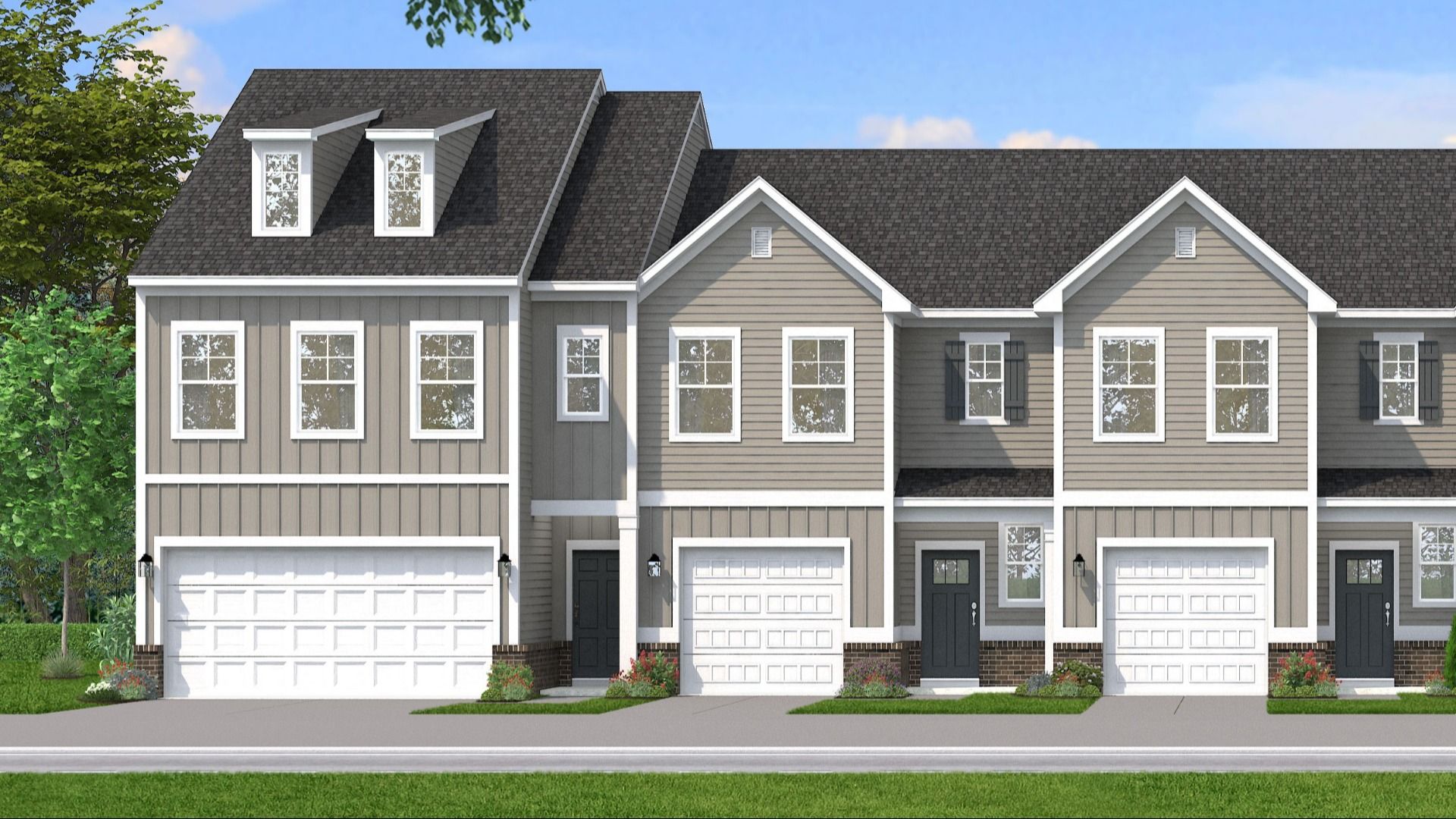 Monterey Taupe Siding with Dark Brick water table color scheme