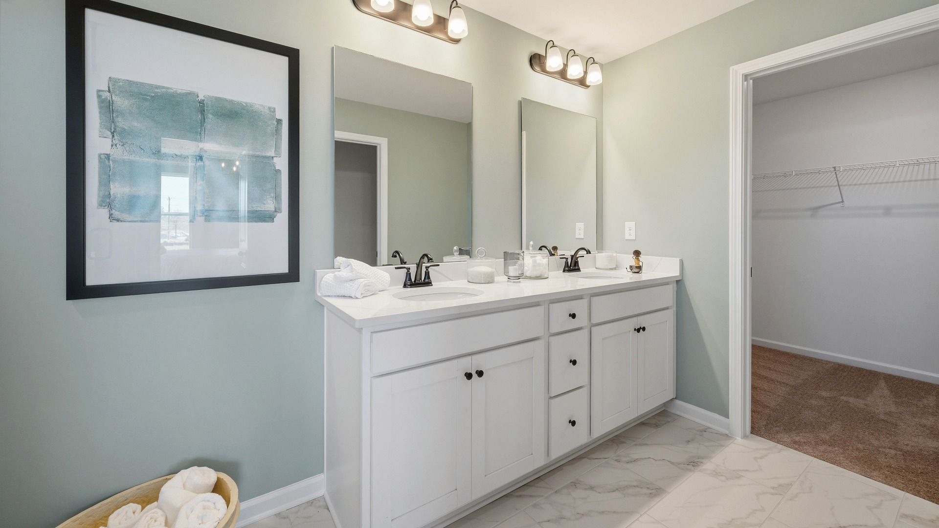 Bathroom with dual vanity
