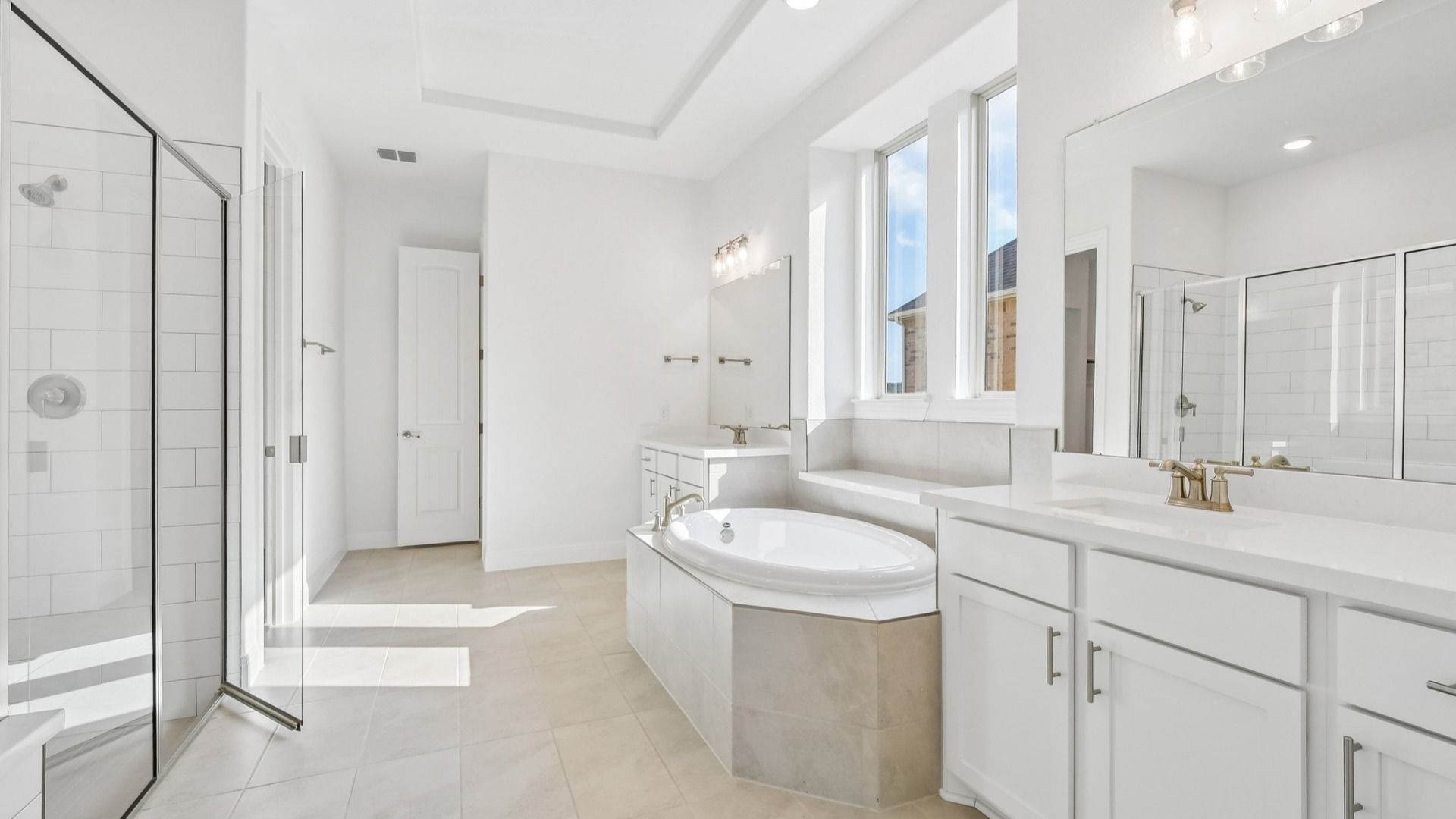 An interior shot of the Primary Bathroom in the Brown floorplan at Retreat at San Gabriel - Representative Image