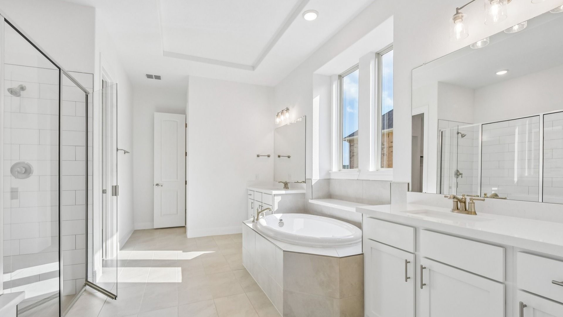 An interior shot of the primary bathroom in Brown floorplan at Retreat at San Gabriel - Representative Image