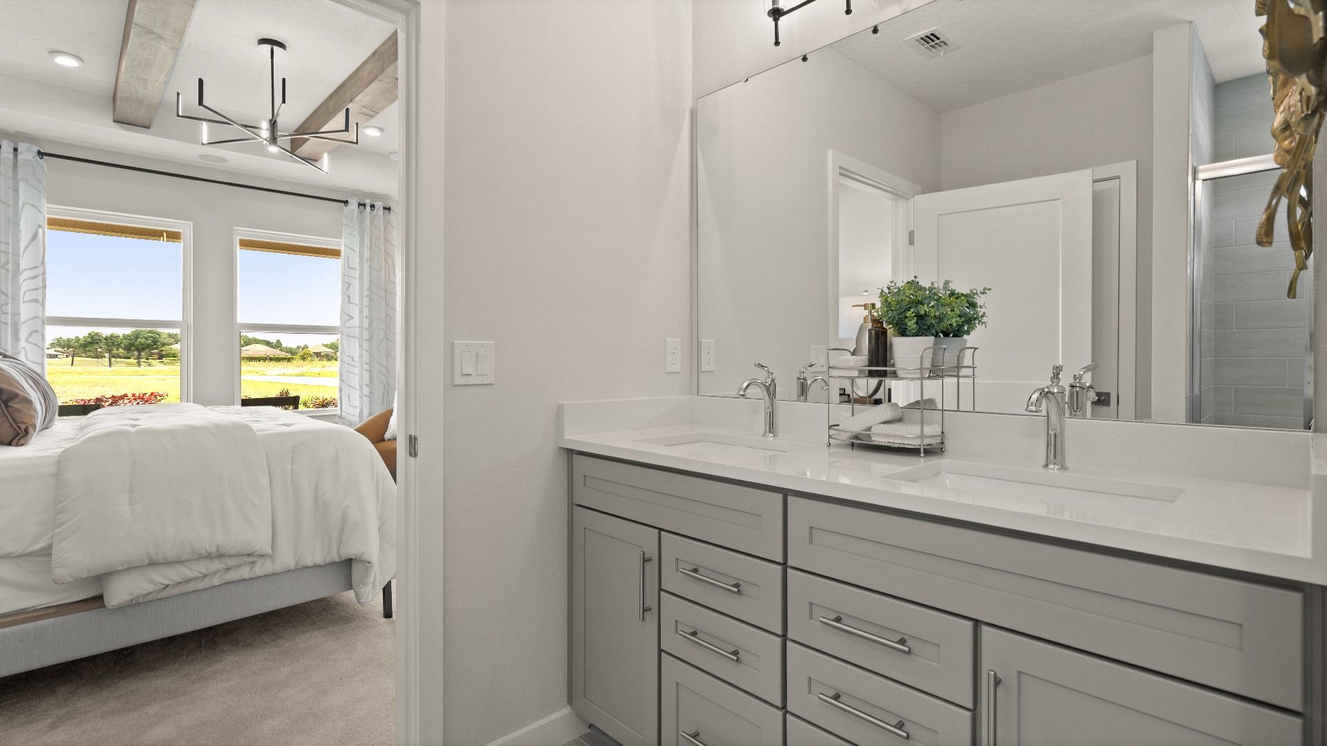 Primary Suite En Suite Bath with Dual Sinks by DRB Homes in Jacksonville, FL