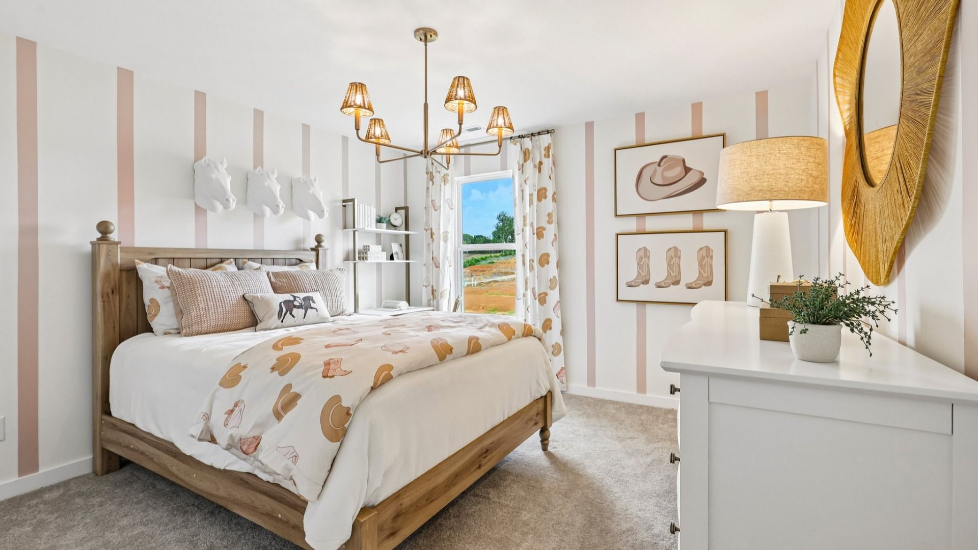 Secondary bedroom with carpet, closet, and window